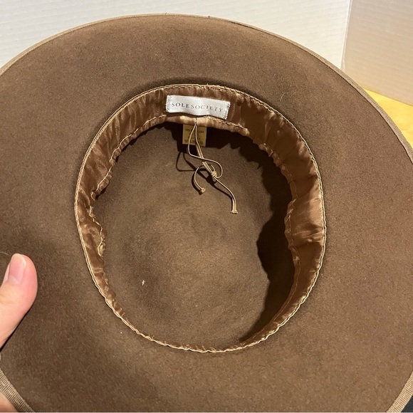 Sole Society Wide brim 100% Wool Brown Fedora One size hat Explorer Classic - Picture 9 of 10